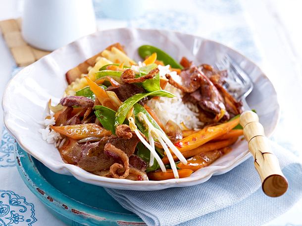 Entenbrust aus dem Wok mit Zuckerschoten Rezept Entenbrust aus dem Wok mit Zuckerschoten Rezept