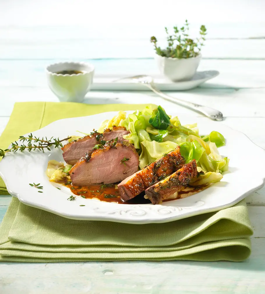 Entenbrust mit Apfel-Thymian-Jus Rezept