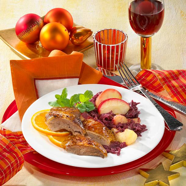 Entenbrust mit Apfelrotkohl Rezept