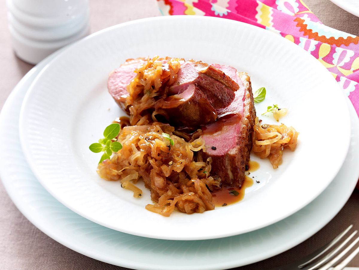 Entenbrust mit Schalotten-Orangen-Konfitüre Rezept