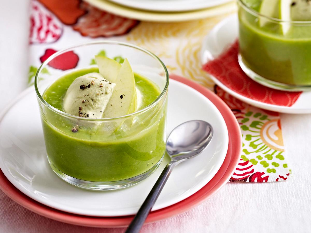 Erbsen-Cremesuppe mit Matcha-Tee und Ingwer Rezept