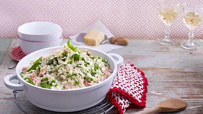 Erbsen-Risotto mit Kochschinken Rezept - Foto: LECKER @ Bauer Media Group