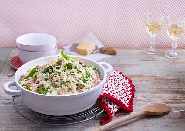 Erbsen-Risotto mit Kochschinken Rezept Erbsen-Risotto mit Kochschinken Rezept
