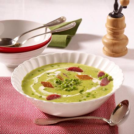 Erbsensuppe mit BIFI und Croûtons Rezept
