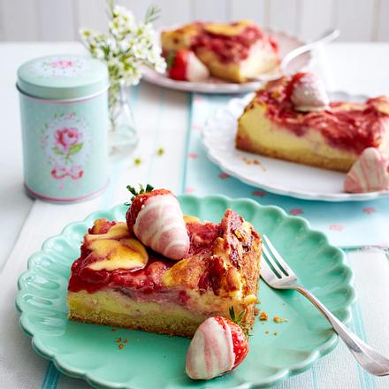 Erdbeer-Käsekuchen-Schnitten Rezept