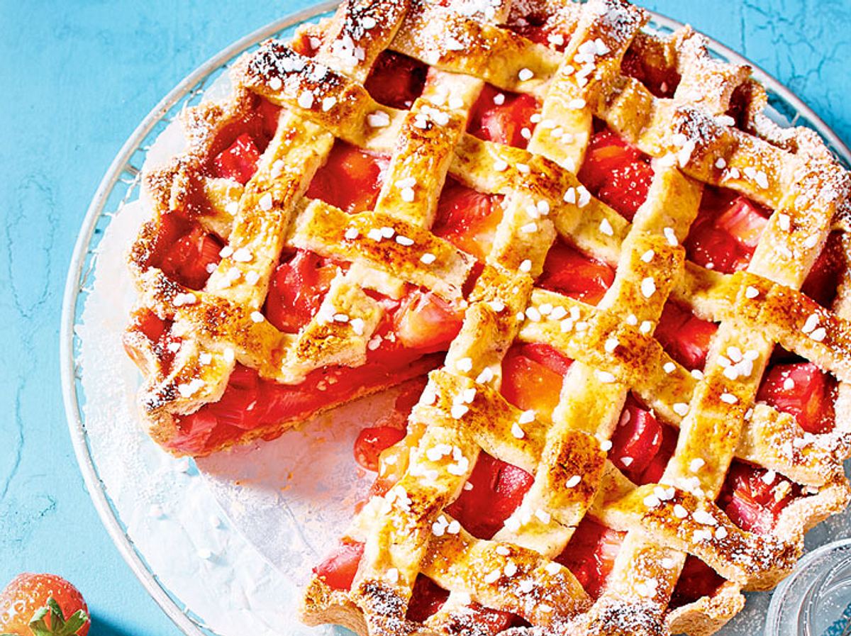 Erdbeer-Rhabarber-Tarte Linzer-Art
