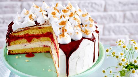 Erdbeer-Rhabarber-Torte mit Baisertupfen Rezept - Foto: House of Food / Bauer Food Experts KG