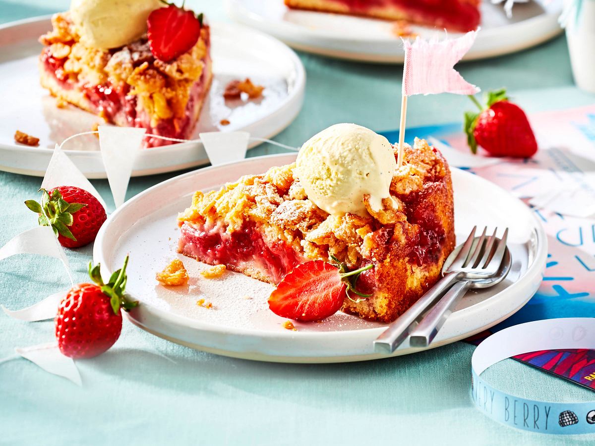 Erdbeerkuchen mit Cornflakes-Crunch Rezept