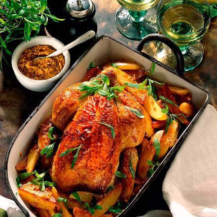 Estragonhuhn mit Senfkartoffeln Rezept Estragonhuhn mit Senfkartoffeln Rezept