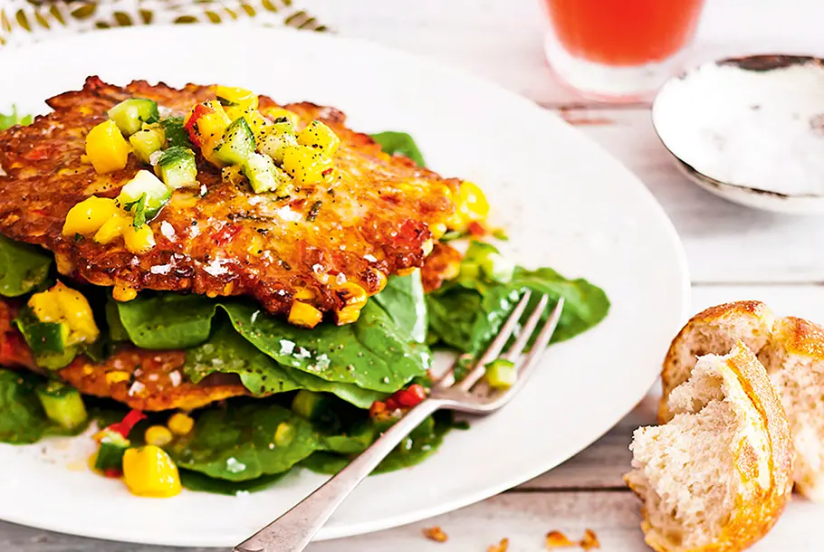 Express-Fritters mit Mangosalsa Rezept