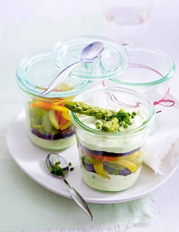 Verrines de légumes grillés Rezept Verrines de légumes grillés Rezept