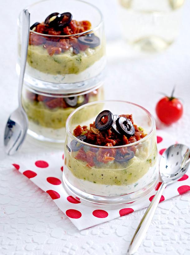 Verrines à la purée de courgettes Rezept