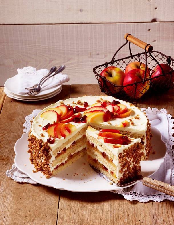 Geschichtete Apfeltorte mit Mascarponecreme/ Variante Rezept Geschichtete Apfeltorte mit Mascarponecreme/ Variante Rezept