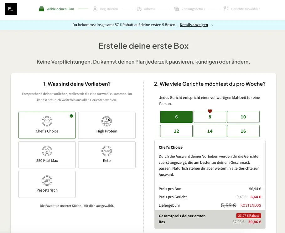 Auswahlmöglichkeiten bei Factor Auswahlmöglichkeiten bei Factor