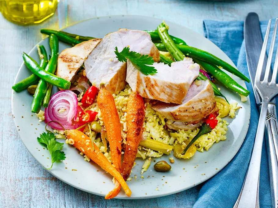 Falscher Reis mit echtem Hähnchen Rezept Falscher Reis mit echtem Hähnchen Rezept