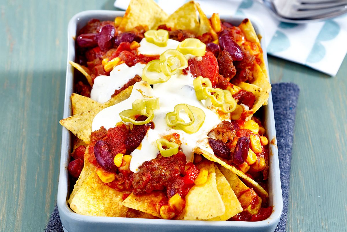 Fast-fertig-Nachos mit Chili con Carne Rezept