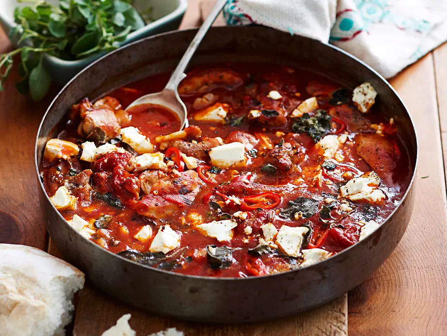 Feel-Good-Saganaki mit Hähnchen Rezept Feel-Good-Saganaki mit Hähnchen Rezept