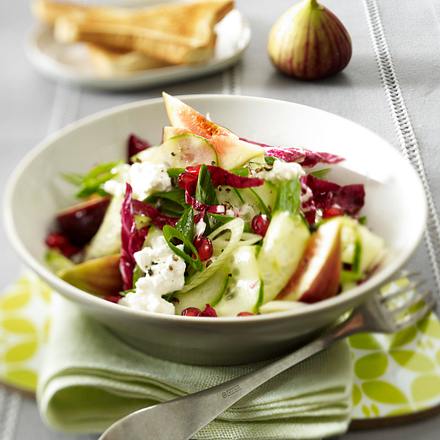 Feigensalat mit Feta und Granatapfelkern-Dressing Rezept Feigensalat mit Feta und Granatapfelkern-Dressing Rezept