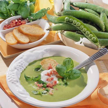 Feine Erbsen-Basilikum-Suppe Rezept