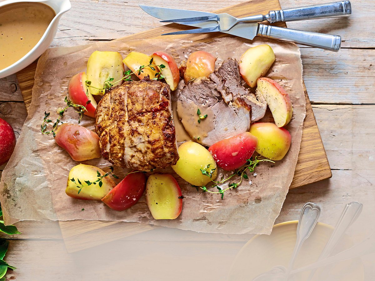 Feiner Schweinebraten mit Cider-Äpfeln Rezept