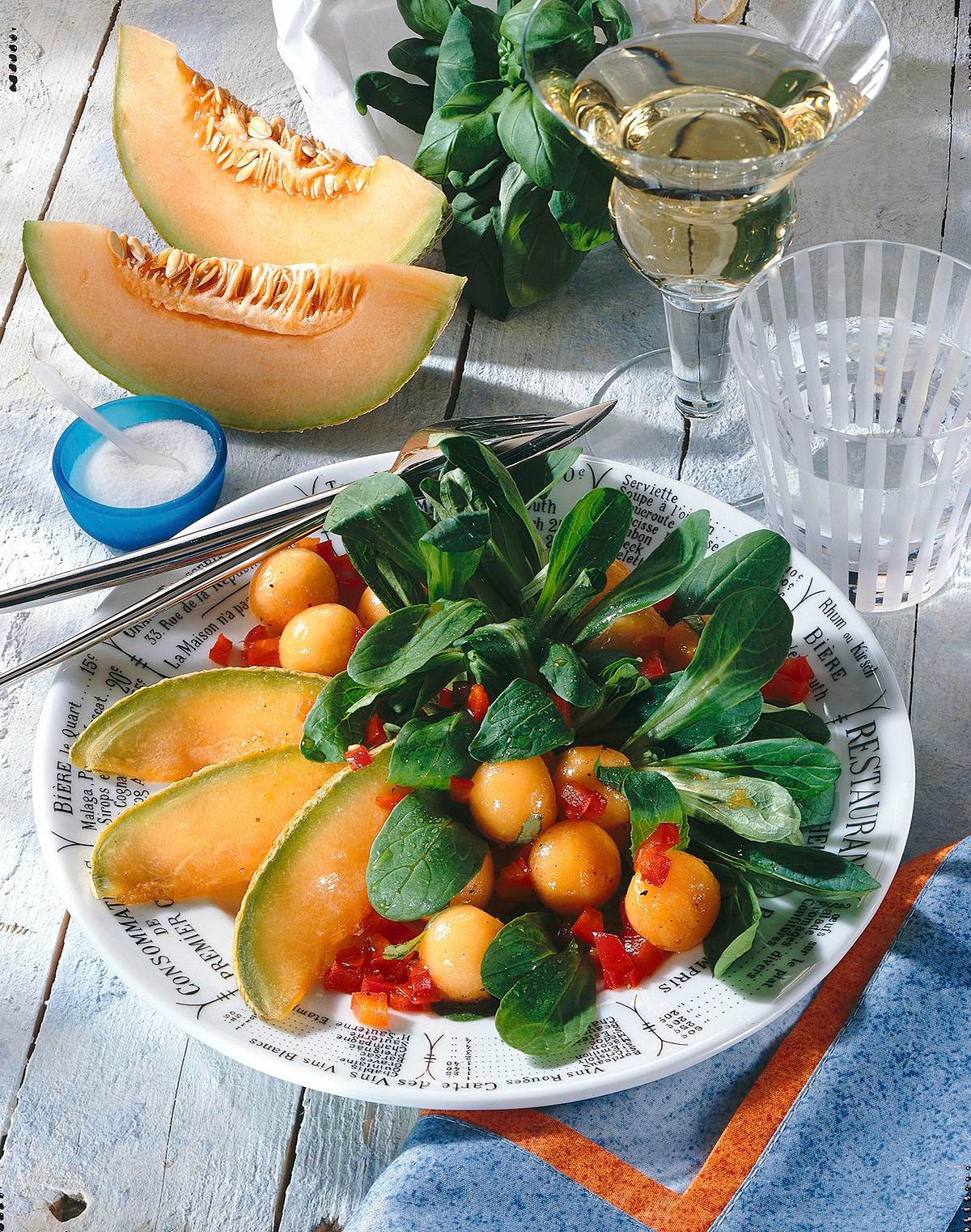 Feldsalat mit Melone & Paprika Rezept