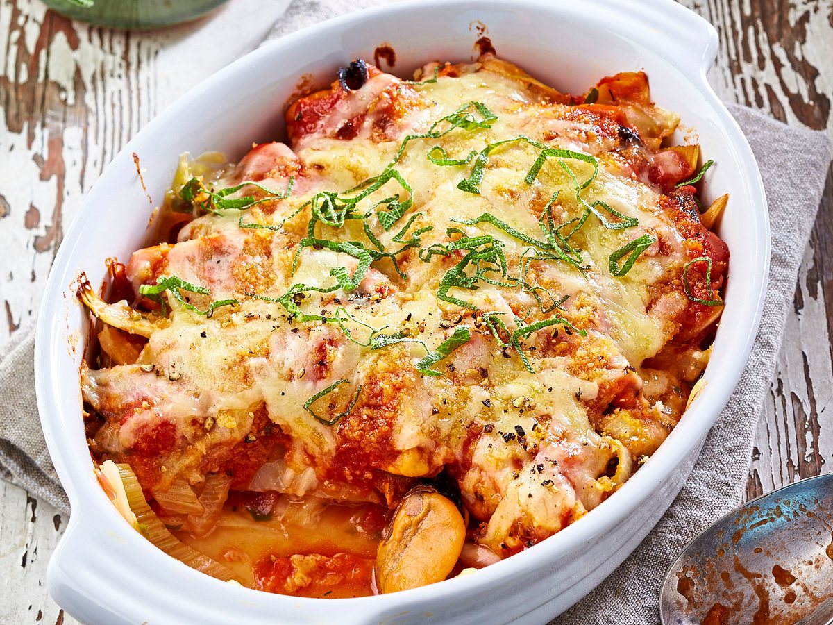 Fenchel-Tomaten-Auflauf mit Muscheln Rezept