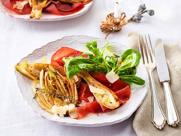 Fenchelantipasti auf Bresaola Rezept Fenchelantipasti auf Bresaola Rezept