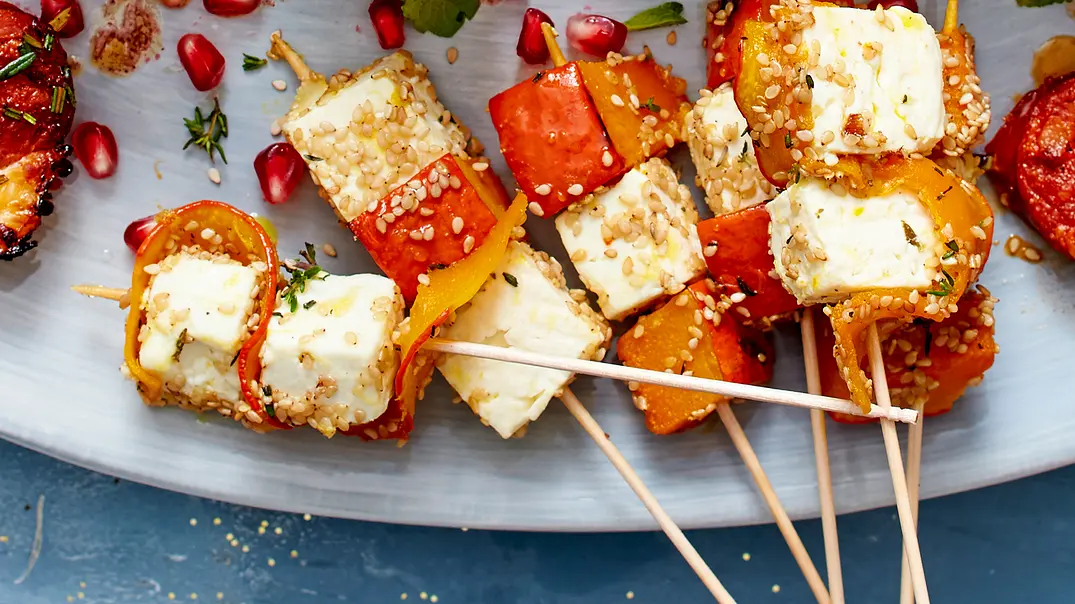 Feta-Kürbis-Minischaschliks Rezept - Foto: LECKER @ Bauer Media Group Feta-Kürbis-Minischaschliks Rezept - Foto: LECKER @ Bauer Media Group