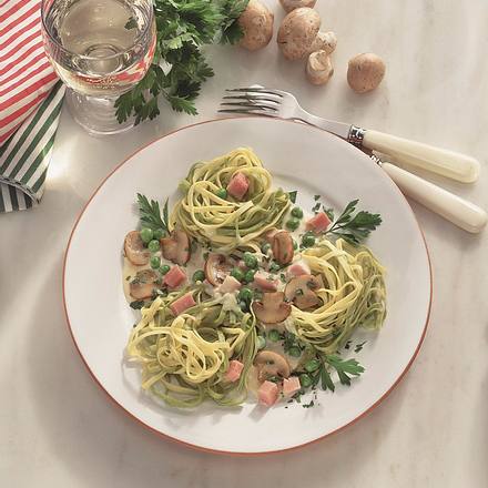 Fettuccine mit Champignon-Sahnesoße Rezept Fettuccine mit Champignon-Sahnesoße Rezept