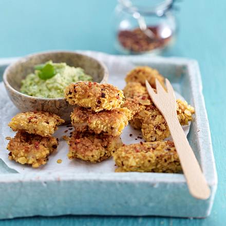 Feurige Hähnchen-Nuggets mit Guacamole Rezept Feurige Hähnchen-Nuggets mit Guacamole Rezept