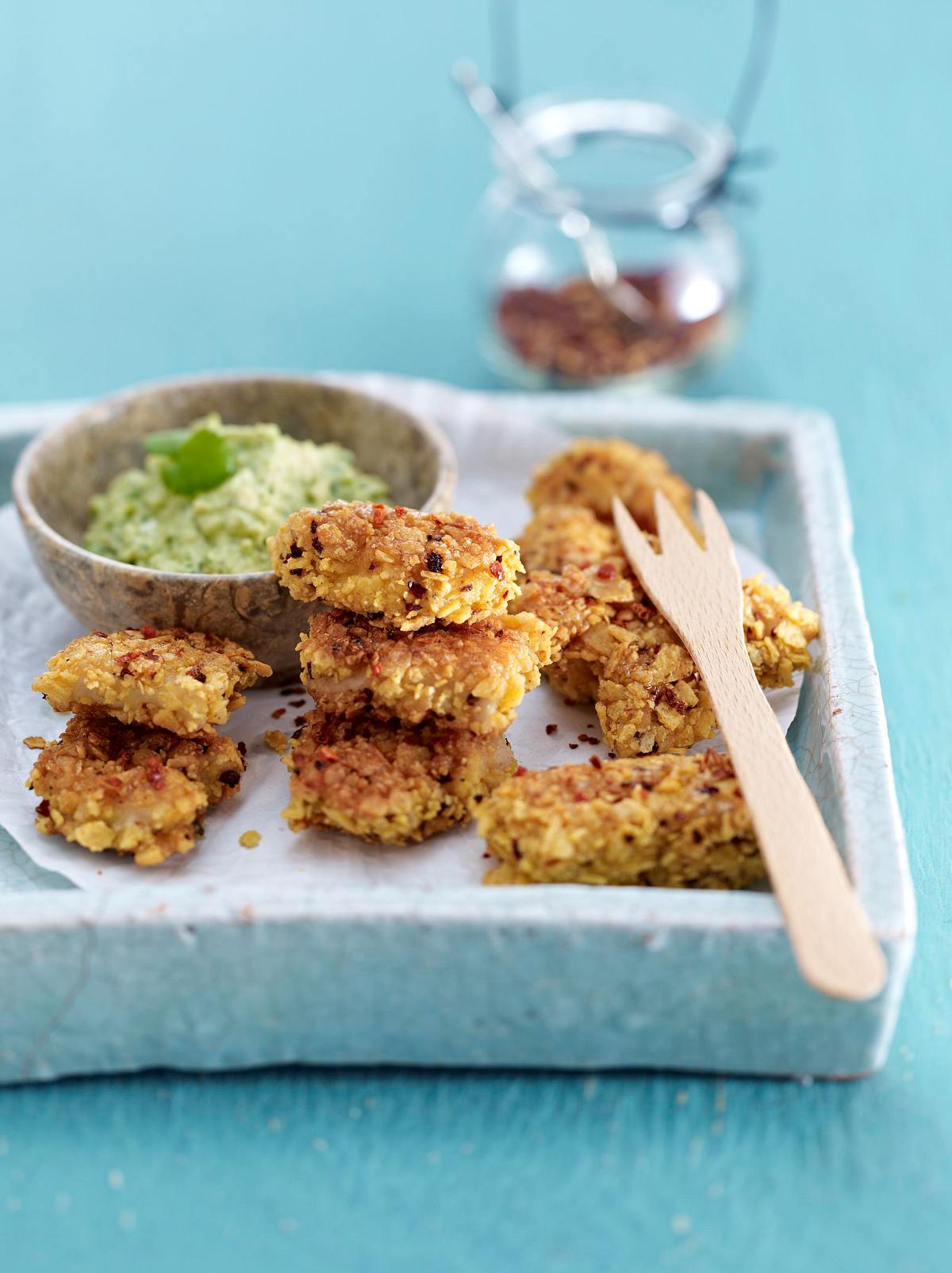 Feurige Hähnchen-Nuggets mit Guacamole Rezept