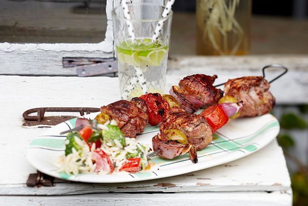 Feurige Nackensteak-Schachliks Rezept Feurige Nackensteak-Schachliks Rezept