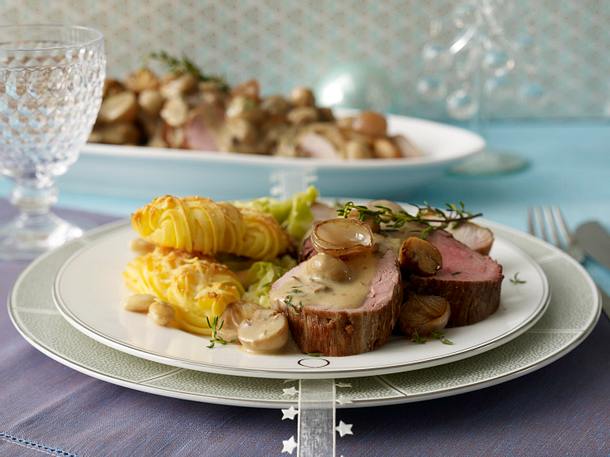 Filetplatte mit Steinpilz- Schalottenrahm Rezept