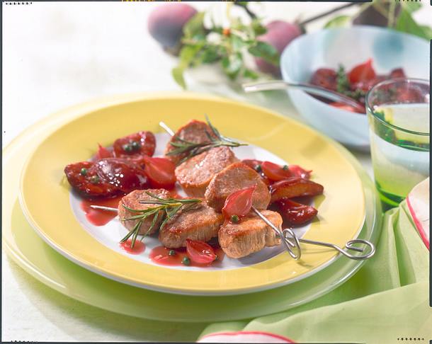 Filetspieße mit Zwetschensoße Rezept