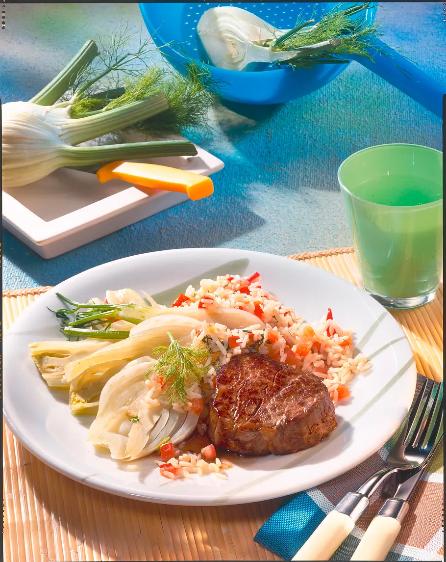Filetsteak mit Fenchelgemüse Rezept Filetsteak mit Fenchelgemüse Rezept