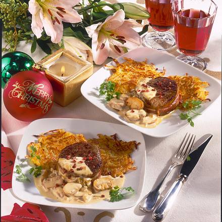 Filetsteak mit Rösti Rezept Filetsteak mit Rösti Rezept
