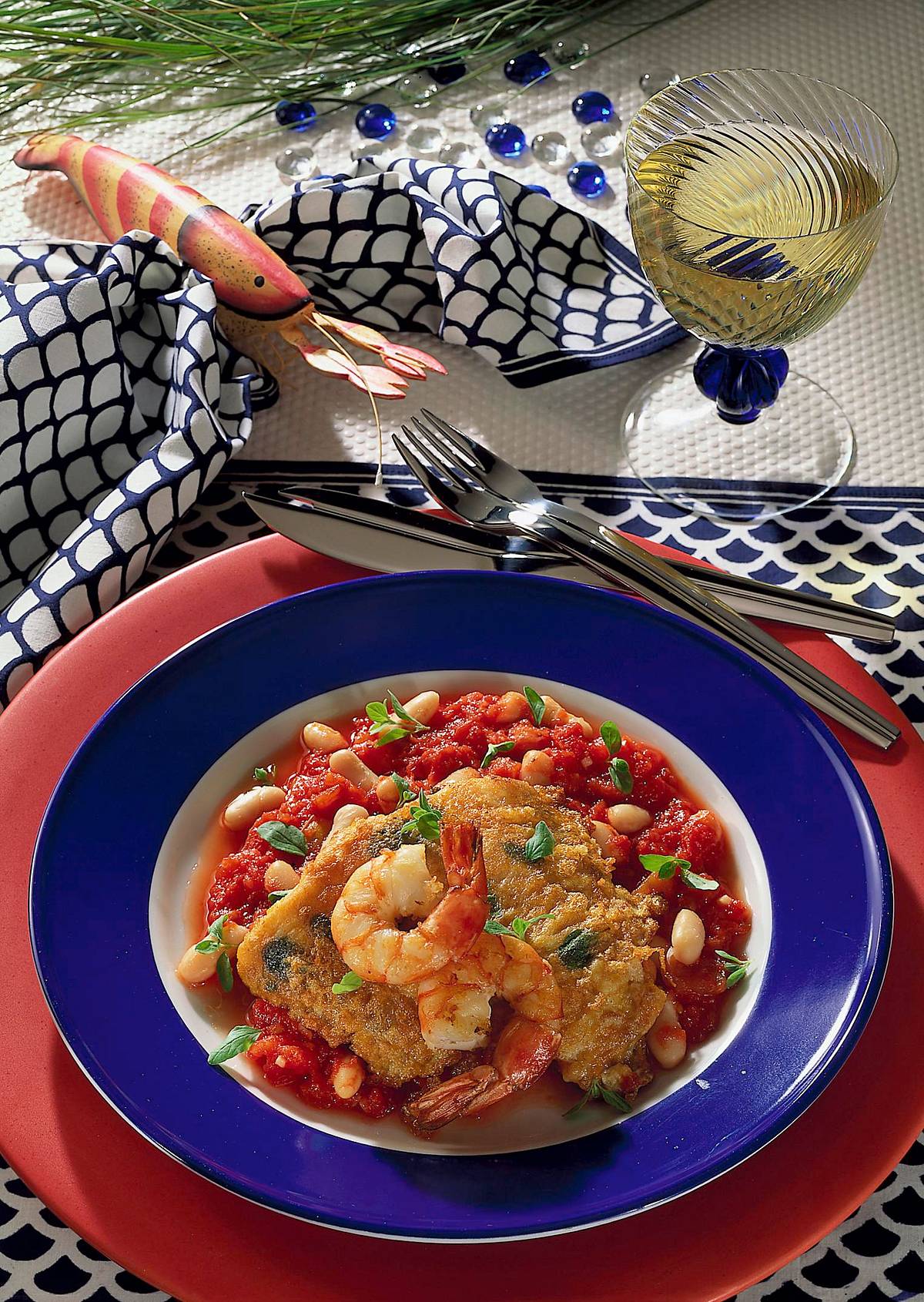 Fisch auf Tomaten-Bohnen Rezept