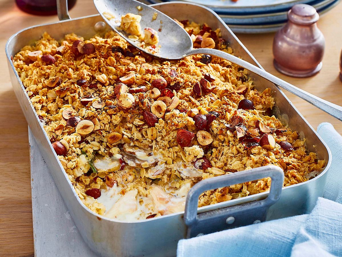 Fisch-Crumble mit Topinambur Rezept