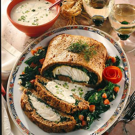 Fisch in Brot-Spinat-Kruste Rezept