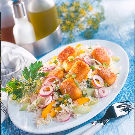 Fisch-Nuggets zu Reissalat Rezept Fisch-Nuggets zu Reissalat Rezept