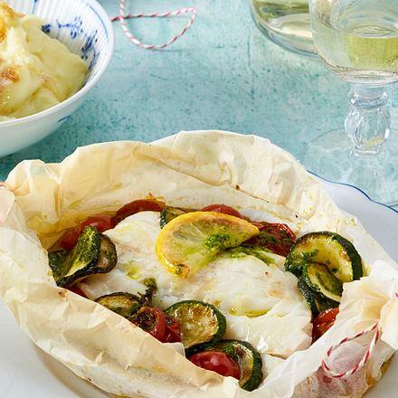 Fisch-Päckchen mit Kartoffelpüree Rezept Fisch-Päckchen mit Kartoffelpüree Rezept
