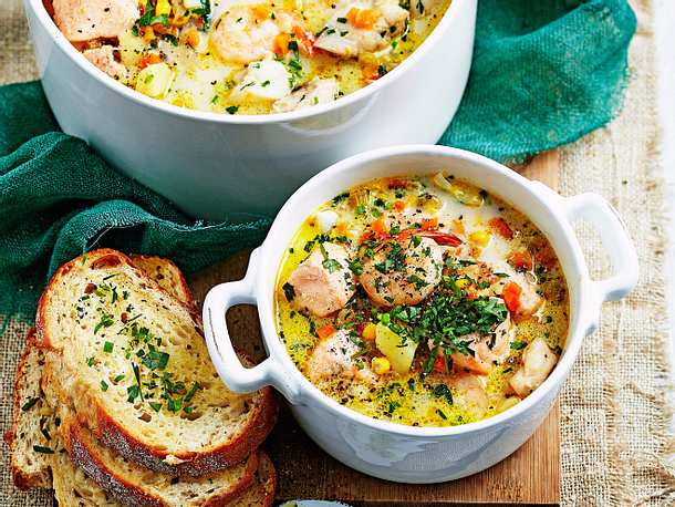 Fisch-Stew mit Allerlei Gemüse Rezept Fisch-Stew mit Allerlei Gemüse Rezept