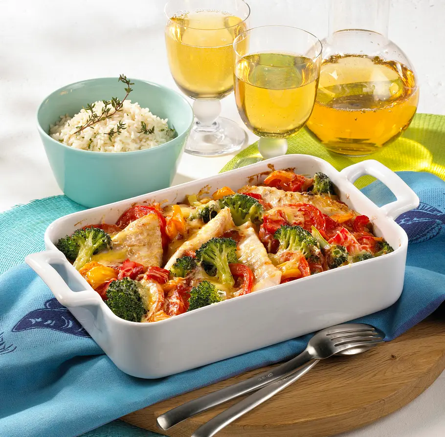 Fischauflauf mit Paprika und Broccoli Rezept Fischauflauf mit Paprika und Broccoli Rezept