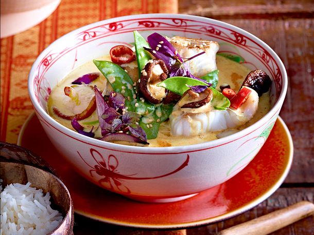Fischcurry mit Reis Rezept