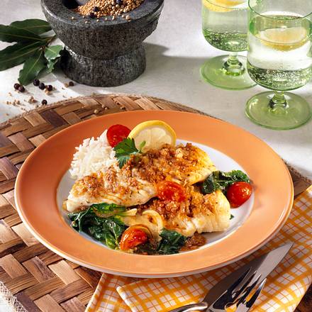 Fischfilet mit Gewürz-Zwiebel-Kruste Rezept