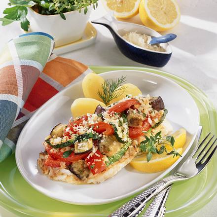 Fischfilet mit Kräuter-Gemüsekruste aus dem Ofen (Diabetiker) Rezept