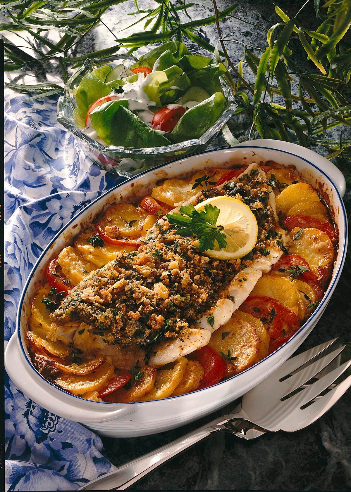 Fischfilet mit Kruste à la Bordelaise auf Tomatenscheiben Rezept