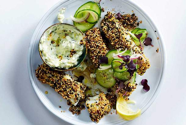 Fischstäbchen im Quinoa-Mantel