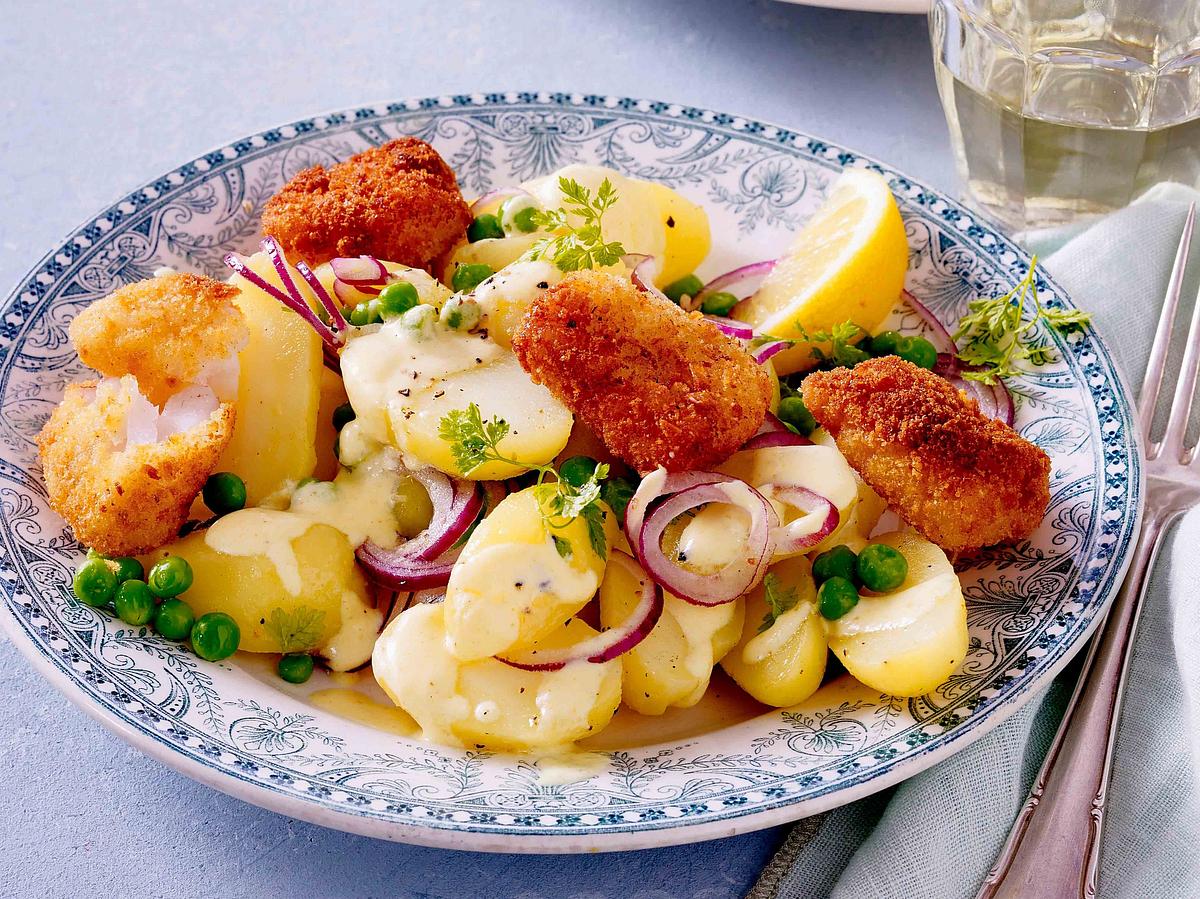 Fish ‘n‘ Kartoffelsalat mit süssem Dressing Rezept