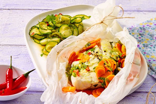 Fix geschnürte Seelachs-Packerl „Asia-Express“ Rezept Fix geschnürte Seelachs-Packerl „Asia-Express“ Rezept
